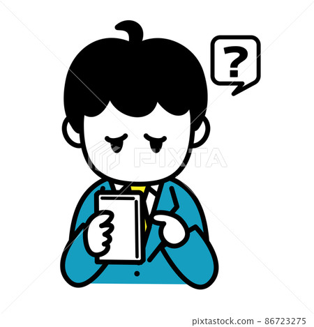 Male office worker smartphone troubled upper body illustration set Male office worker smartphone troubled upper body illustration set 86723275