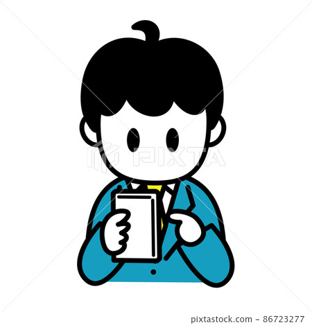 男性上班族智能手機套裝上身插圖集 男性上班族智能手機套裝上身插圖集 86723277