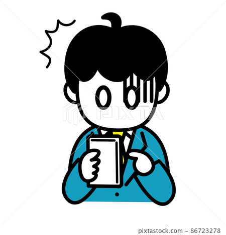男性上班族智能手機蒼白上身插圖集 男性上班族智能手機蒼白上身插圖集 86723278
