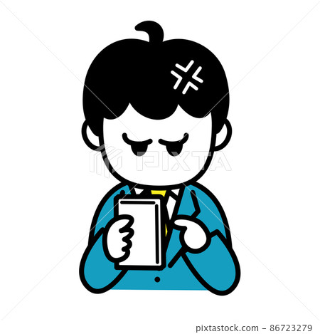 男性上班族智能手機憤怒上身插圖集 男性上班族智能手機憤怒上身插圖集 86723279