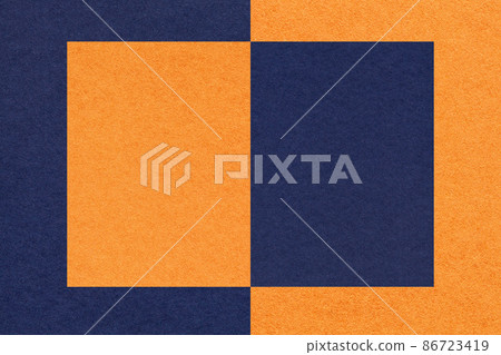 Texture of navy blue and orange paper background with geometric shape and pattern, macro. Texture of navy blue and orange paper background with geometric shape and pattern, macro. 86723419