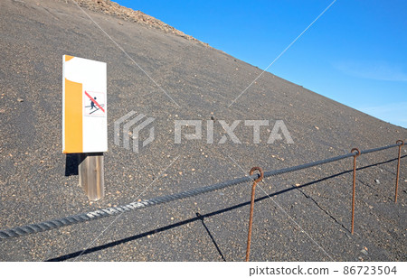 Landscape near El Cuervo volcano at Lanzarote island, Canary Islands 86723504