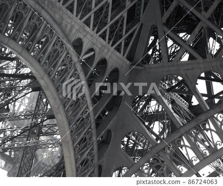 View of the elements and patterns of metal structures of the Eiffel Tower. View of the elements and patterns of metal structures of the Eiffel Tower. 86724063