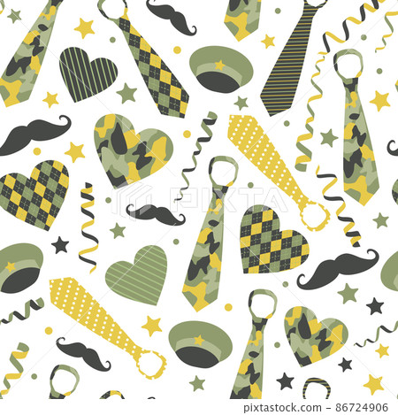 Vector seamless pattern. Happy holyday 23 February and 9 may. Good for card, poster, banner, invitation, postcard, icon. Celebration background. Father day. Vector seamless pattern. Happy holyday 23 February and 9 may. Good for card, poster, banner, invitation, postcard, icon. Celebration background. Father day. 86724906