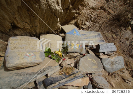 Mani stones at Labrang Monastery, Xiahe, Amdo, Tibet Mani stones at Labrang Monastery, Xiahe, Amdo, Tibet 86726226