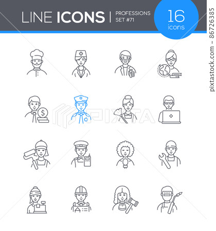 Professions - modern line design style icon set - Stock Illustration ...