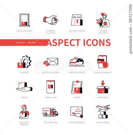 Delivery - modern line design style icon set - Stock Illustration ...