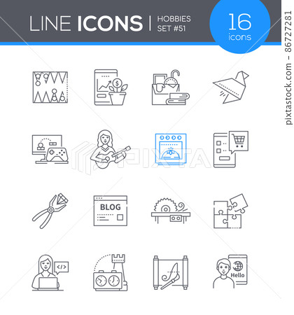 Hobbies - modern line design style icon set Hobbies - modern line design style icon set 86727281