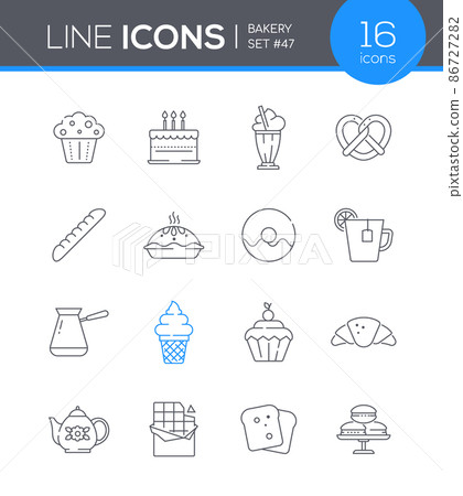 Bakery - modern line design style icon set Bakery - modern line design style icon set 86727282