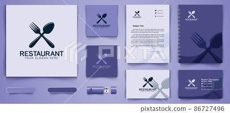 crossed fork and spoon, restaurant logo and business branding template Designs Inspiration Isolated on White Background 86727496
