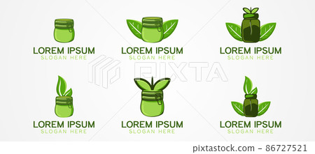 green jar and leaf Designs Inspiration Isolated on White Background 86727521