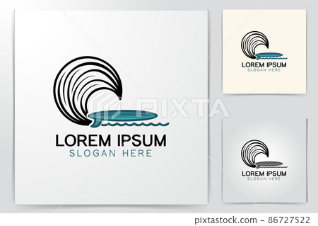 surf board and wave logo Designs Inspiration Isolated on White Background 86727522