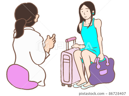 精神壓力護理病房入院檢查 患有人格障礙的女性和精神科醫生的插圖 精神壓力護理病房入院檢查 患有人格障礙的女性和精神科醫生的插圖 86728407
