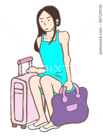 一位患有人格障礙的女性為進入精神病壓力護理病房準備行李的插圖 一位患有人格障礙的女性為進入精神病壓力護理病房準備行李的插圖 86728416