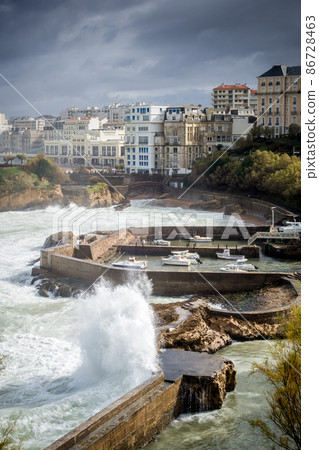 Seaside and beach of the city of Biarritz Seaside and beach of the city of Biarritz 86728463
