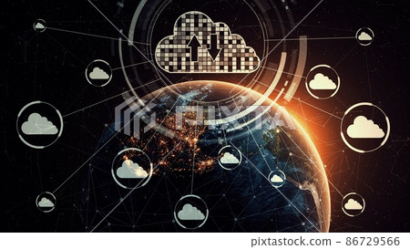 Cloud computing technology and online data storage for shrewd business network concept Cloud computing technology and online data storage for shrewd business network concept 86729566