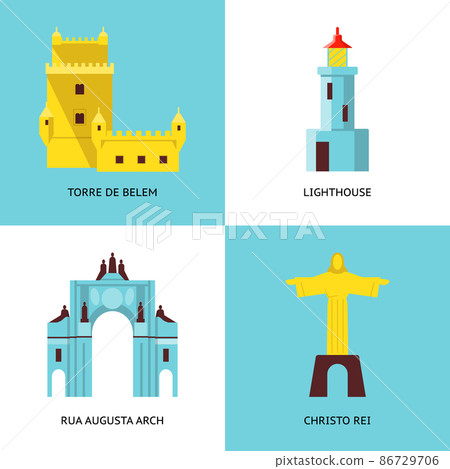 Collection of Portugal icons in flat style 86729706
