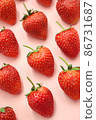 Fresh red strawberry pattern on isolated pink pastel background 86731687