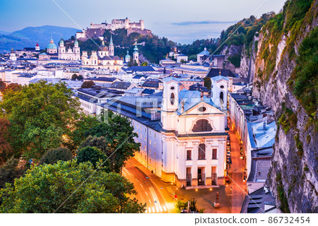 Salzburg, Austria. Beautiful view of Festung Hohensalzburg. 86732454