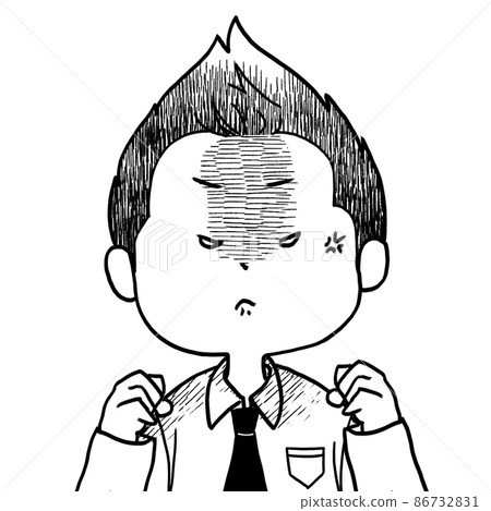 Loose male character illustration office worker very angry black and white Loose male character illustration office worker very angry black and white 86732831
