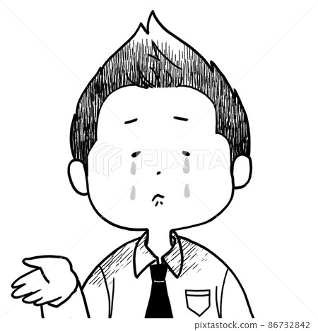鬆散的男性人物插圖黑白哭泣 鬆散的男性人物插圖黑白哭泣 86732842