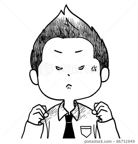 鬆散的男性角色插圖黑白相間的拳頭生氣 鬆散的男性角色插圖黑白相間的拳頭生氣 86732849