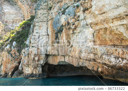 Zakynthos, Greece. Blue caves of the island of Zakynthos. 86733322
