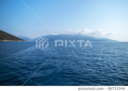 Turkish coast. Sea and mountains on the horizon in turkey 86733344