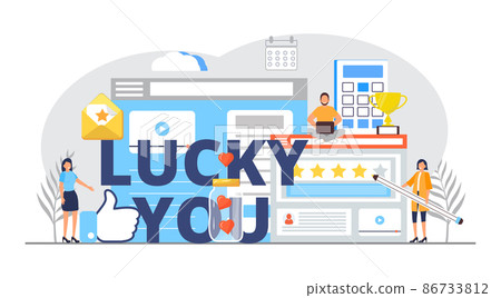 Lucky you, followers concept vector illustration. Heart, likes in social net. Lucky you, followers concept vector illustration. Heart, likes in social net. 86733812