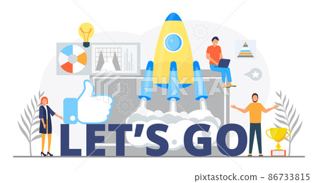 Let is go concept vector for web, homepage. Stratup metaphor with tiny people,winner prize Let is go concept vector for web, homepage. Stratup metaphor with tiny people,winner prize 86733815