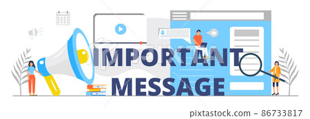 Attention please, big letter concept vector. Important message, megaphone illustration. Attention please, big letter concept vector. Important message, megaphone illustration. 86733817