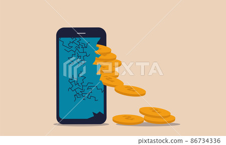 Bank cost reduction and dollar interest lower. Economy currency budget problems and recession vector illustration concept. Business coin failure and debt crisis. Inflation money and poor finance Bank cost reduction and dollar interest lower. Economy currency budget problems and recession vector illustration concept. Business coin failure and debt crisis. Inflation money and poor finance 86734336