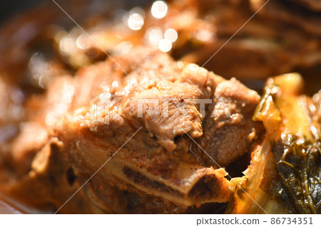 Korean food. Korean pork back-bone stew and pork backbone hangover soup Korean food. Korean pork back-bone stew and pork backbone hangover soup 86734351