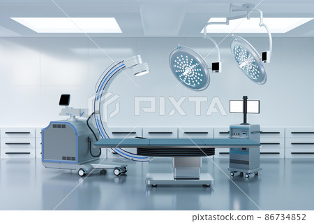 clean operating room with C arm and medical equipment 86734852