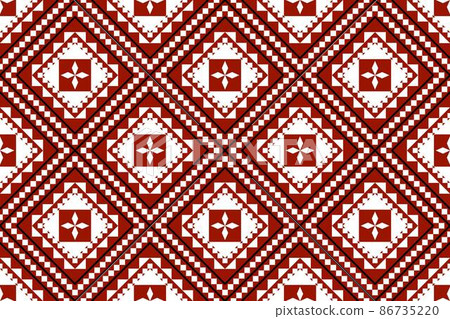 Geometric ethnic oriental seamless pattern traditional Design for background,carpet,wallpaper.clothing,wrapping,Batik fabric,Vector illustration.embroidery style - Sadu, sadou, sadow or sado 86735220