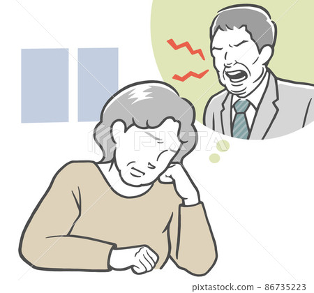 A middle-aged woman who can't sleep because of the pressure from her boss 86735223