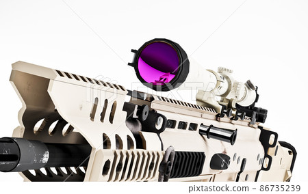 3d model of weapon with telescopic sight isolated on white 3d model of weapon with telescopic sight isolated on white 86735239