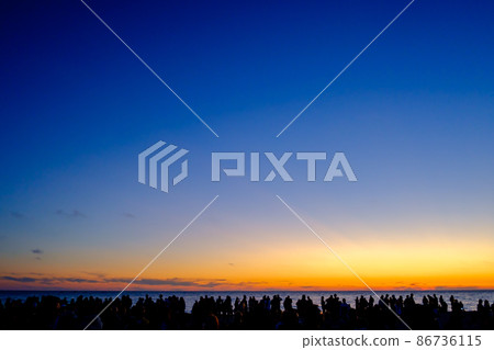Crowd on beach during music festival Crowd on beach during music festival 86736115
