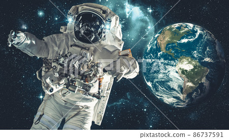 Astronaut spaceman do spacewalk while working for spaceflight mission Astronaut spaceman do spacewalk while working for spaceflight mission 86737591