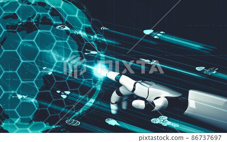 Future artificial intelligence and machine learning for AI droid robot or cyborg 86737697