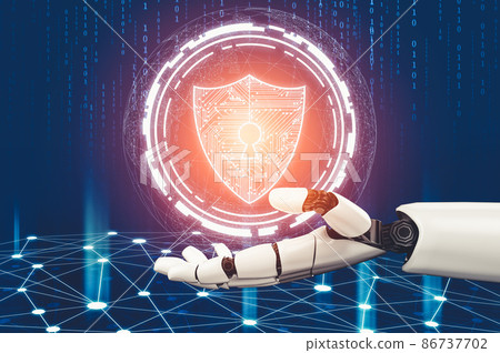 Futuristic AI thinking of droid robot artificial intelligence concept Futuristic AI thinking of droid robot artificial intelligence concept 86737702