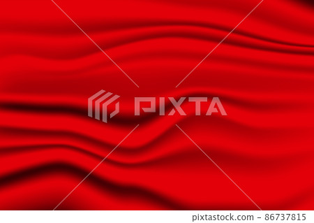Silk red background. Abstract vector pattern with copy space. Liquid wave texture, smooth drapery wallpaper. Wedding fabric, satin. Wavy design for banner, card, postcard, backdrop 86737815