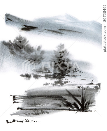 Landscape watercolor painting Landscape watercolor painting 86738462