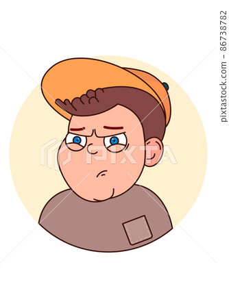 Cute little baby with suspicious expression vector illustration Cute little baby with suspicious expression vector illustration 86738782