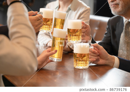 A launch party on the way home from work to toast with beer A launch party on the way home from work to toast with beer 86739176