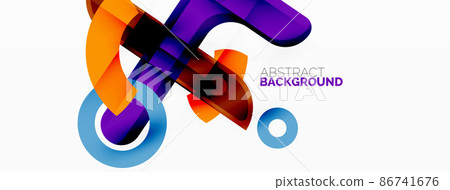 Minimalist geometric abstract background. Lines, circles with shadow effects composition wallpaper design Minimalist geometric abstract background. Lines, circles with shadow effects composition wallpaper design 86741676