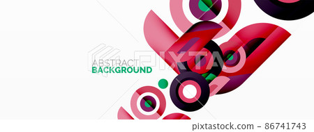 Abstract round shapes background. Minimalist decoration. Geometric background with circles and rings 86741743