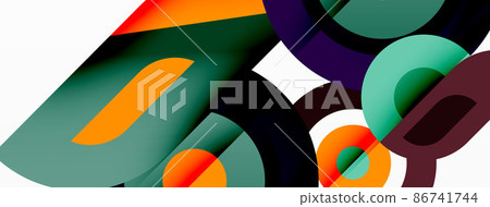 Abstract round shapes background. Minimalist decoration. Geometric background with circles and rings 86741744