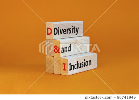 D and I, Diversity and inclusion symbol. Concept words D and I, diversity and inclusion on blocks on beautiful orange table orange background. Business, D and I, diversity and inclusion concept. D and I, Diversity and inclusion symbol. Concept words D and I, diversity and inclusion on blocks on beautiful orange table orange background. Business, D and I, diversity and inclusion concept. 86741949