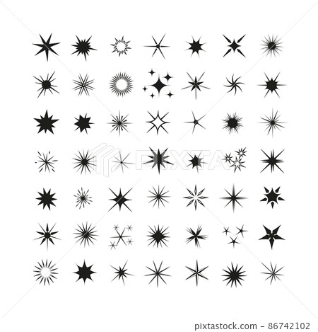 Vector set of stars icons. Illustrations for creating tattoos, logos, and prints. 86742102